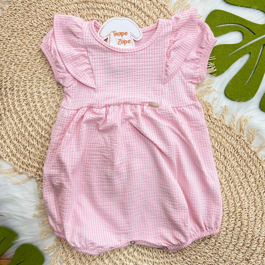 Macaquinho Anarruga Listrado - Rosa